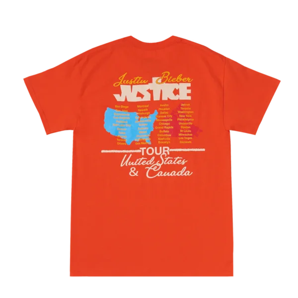 Justin Bieber Justice Tour Orange T-Shirt